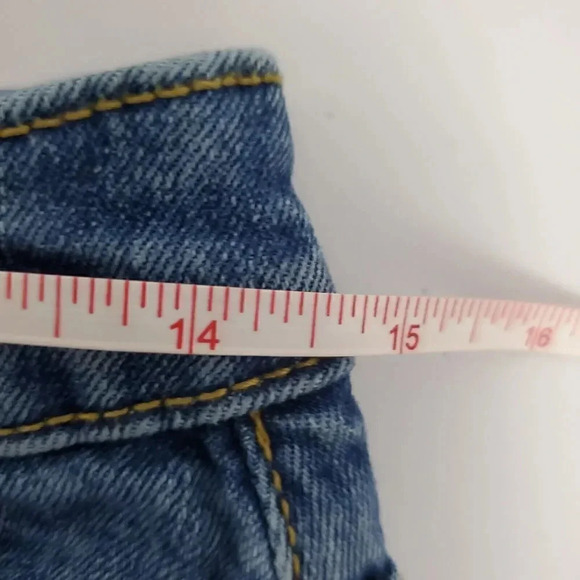 Women's UNIVERSAL THREAD Jeans Patchwork Straight Mid Rise SZ 6/28R Med Ligh Raw - Picture 10 of 12